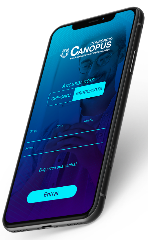 Aplicativo Canopus na tela de um celular